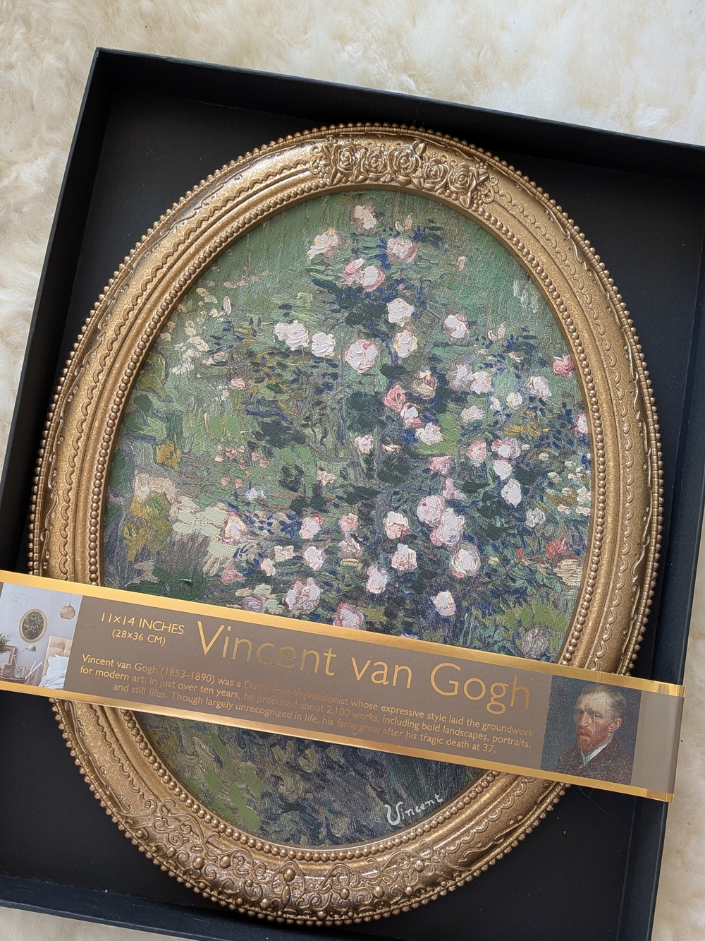 Vincent van Gogh Oval Floral Print in Ornate Gold Frame
